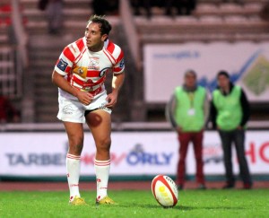 NR LAURENT DARD RUGBY PRO D2 TARBES TPR EN ROUGE ET BLANC CONTRE MONTAUBAN MATCH NUL 12 A 12 SEBASTIAN POET